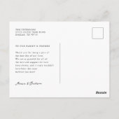 Minimalistisch huwelijk Foto bedankt Briefkaart (Achterkant)