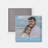 Minimalistisch huwelijk Foto bedankt Magneet (Voorkant / Achterkant)