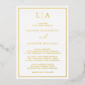 Minimalistisch huwelijk gouden oliemonogramgrens folie uitnodiging (Voorkant)