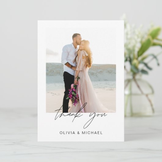 Minimalistisch huwelijk Hartelijk dank voor Eenvou Bedankkaart (Staand voorkant)