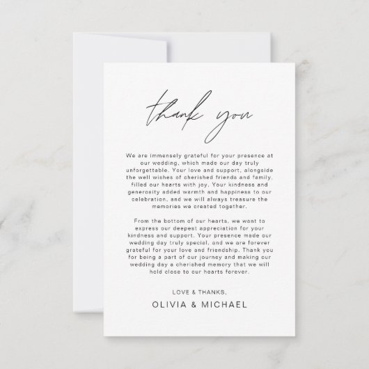 Minimalistisch huwelijk Hartelijk dank voor Eenvou Bedankkaart (Achterkant)