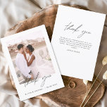 Minimalistisch huwelijk Hartelijk dank voor Eenvou Bedankkaart<br><div class="desc">Wedding Dank je kaarten die een foto op de voor- en achterkant hebben. Dank u kaarten bevat een moderne hand geschreven kromme manuscripttypografie die elegant,  eenvoudig en modern zijn om na u de dag van de bruiloft te gebruiken.</div>