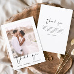 Minimalistisch huwelijk Hartelijk dank voor Eenvou Bedankkaart<br><div class="desc">Wedding Dank je kaarten die een foto op de voor- en achterkant hebben. Dank u kaarten bevat een moderne hand geschreven kromme manuscripttypografie die elegant,  eenvoudig en modern zijn om na u de dag van de bruiloft te gebruiken.</div>