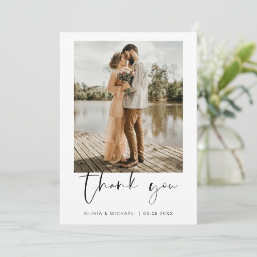 Minimalistisch huwelijk Hartelijk dank voor Eenvou Bedankkaart (Staand voorkant)