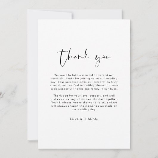 Minimalistisch huwelijk Hartelijk dank voor Eenvou Bedankkaart (Achterkant)