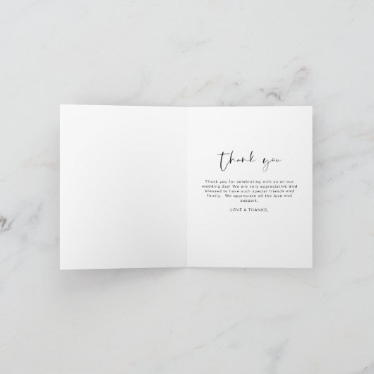 Minimalistisch huwelijk Hartelijk dank voor Eenvou Bedankkaart (Binnen)