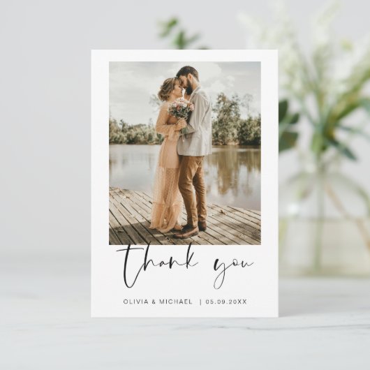 Minimalistisch huwelijk Hartelijk dank voor Eenvou Bedankkaart (Staand voorkant)