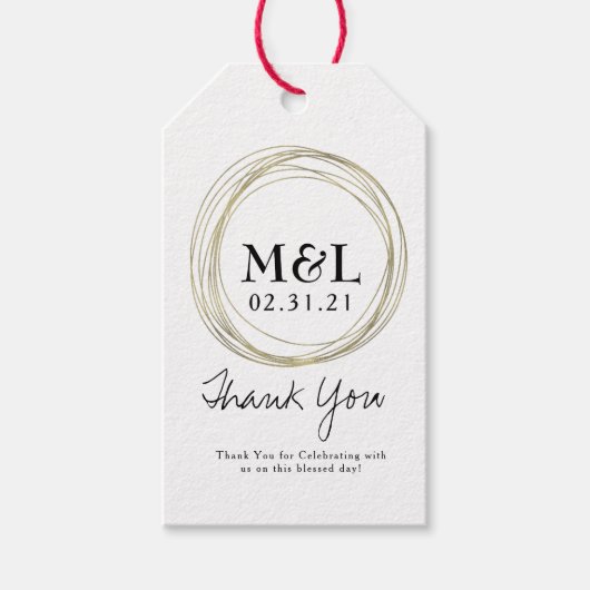 Minimalistisch huwelijk Hartelijk dank voor Faux G Cadeaulabel (Voorkant)