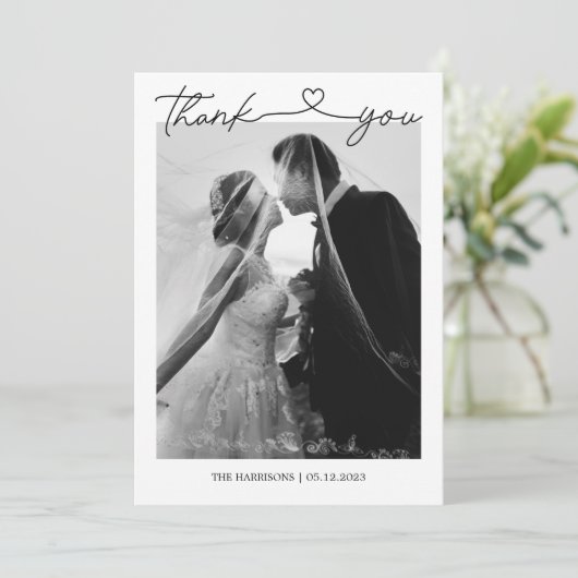 Minimalistisch huwelijk - Hartelijk dank voor uw k Bedankkaart (Staand voorkant)
