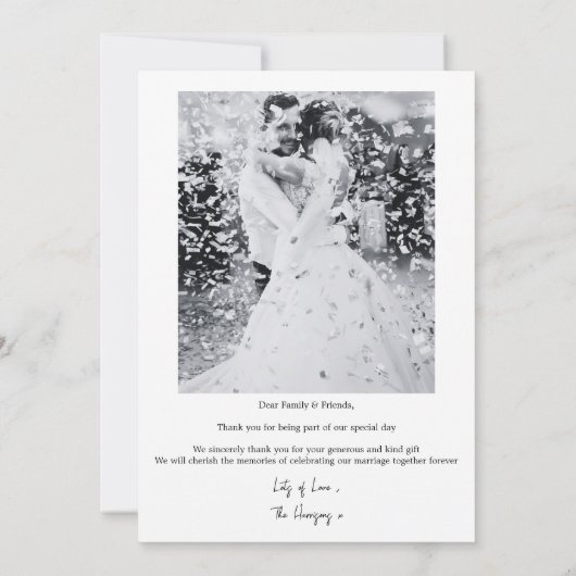 Minimalistisch huwelijk - Hartelijk dank voor uw k Bedankkaart (Achterkant)