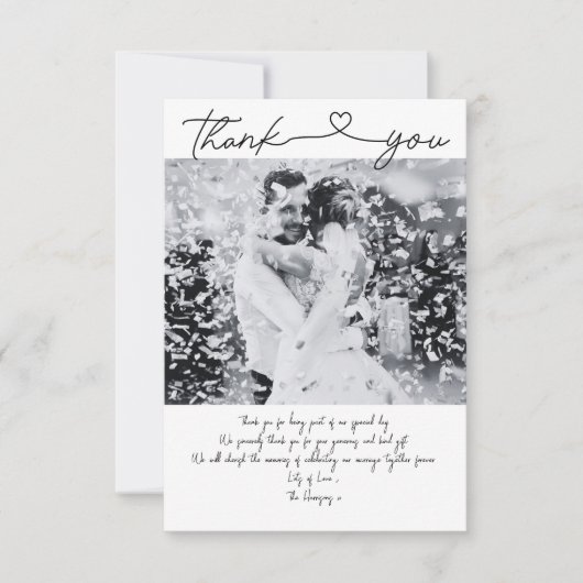 Minimalistisch huwelijk - Hartelijk dank voor uw k Bedankkaart (Voorkant)