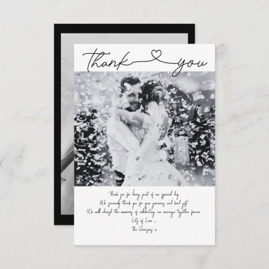 Minimalistisch huwelijk - Hartelijk dank voor uw k Bedankkaart (Voorkant / Achterkant)