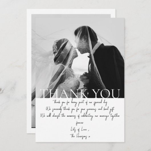 Minimalistisch huwelijk - Hartelijk dank voor uw k Kaart (Voorkant / Achterkant)