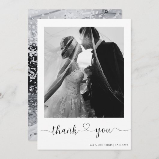 Minimalistisch huwelijk - Hartelijk dank voor uw k Kaart (Voorkant / Achterkant)