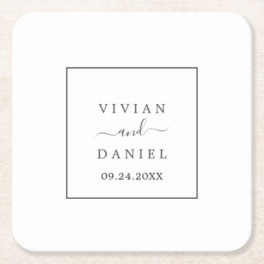 Minimalistisch huwelijk kartonnen onderzetters (Voorkant)