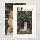 Minimalistisch huwelijk met Merry twee foto Feestdagenkaart (Voorkant / Achterkant)