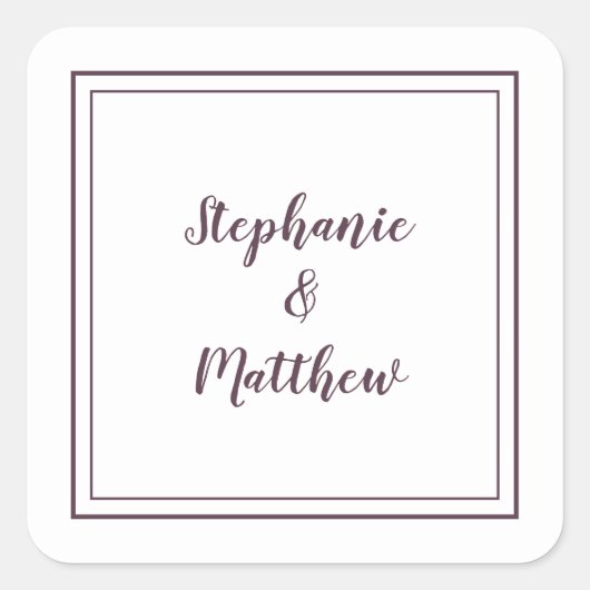 Minimalistisch Huwelijk Modern Bedankje Paars Vierkante Sticker (Voorkant)