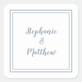 Minimalistisch huwelijk Modern Dank je Dusty Blue Vierkante Sticker (Voorkant)