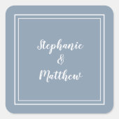 Minimalistisch huwelijk Modern Dusty Blue Hartelij Vierkante Sticker (Voorkant)