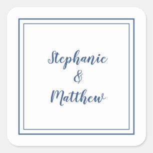 Minimalistisch huwelijk Modern Favor Bedankt Blauw Vierkante Sticker