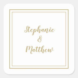 Minimalistisch huwelijk Modern Favor Bedankt Gold Vierkante Sticker