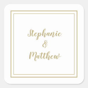 Minimalistisch huwelijk Modern Favor Bedankt Gold Vierkante Sticker