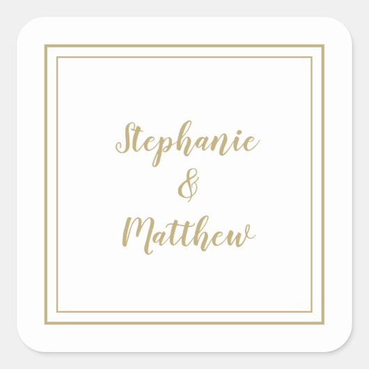 Minimalistisch huwelijk Modern Favor Bedankt Gold Vierkante Sticker (Voorkant)