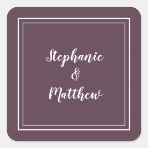 Minimalistisch huwelijk Modern Paars Favor Dank u  Vierkante Sticker