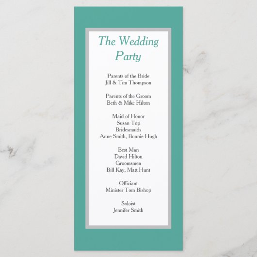 Minimalistisch huwelijk programmakaart (Achterkant)