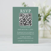 Minimalistisch huwelijk QR Eucalyptus Green RSVP Kaart (Staand voorkant)