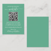 Minimalistisch huwelijk QR Neo Mint Green Informatiekaartje (Voorkant / Achterkant)