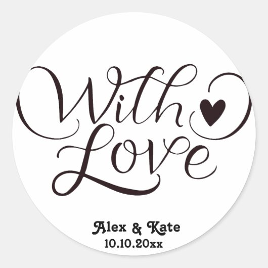 Minimalistisch huwelijk ronde sticker (Voorkant)