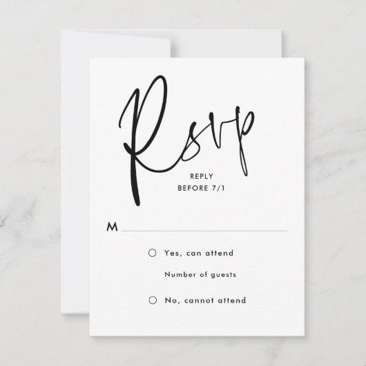 Minimalistisch huwelijk RSVP kaartje (Voorkant)