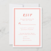 Minimalistisch huwelijk RSVP Menu Coral White (Voorkant)