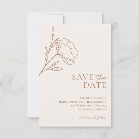Minimalistisch huwelijk sparen de datum Botanische Save The Date (Voorkant)