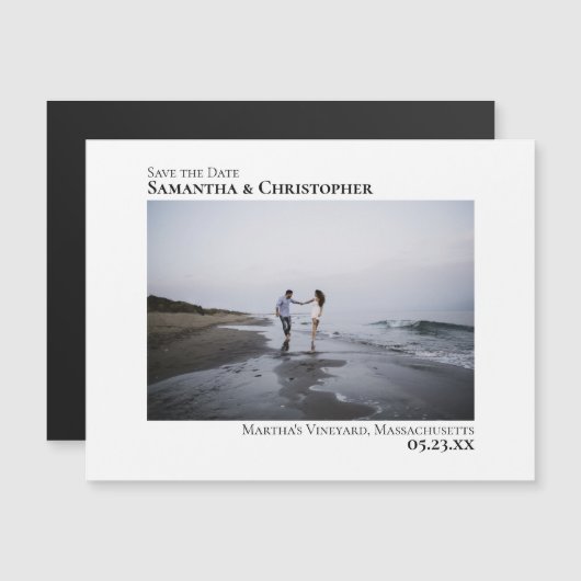 Minimalistisch huwelijk sparen de Datum Horizontal Magnetische Uitnodiging (Voorkant / Achterkant)