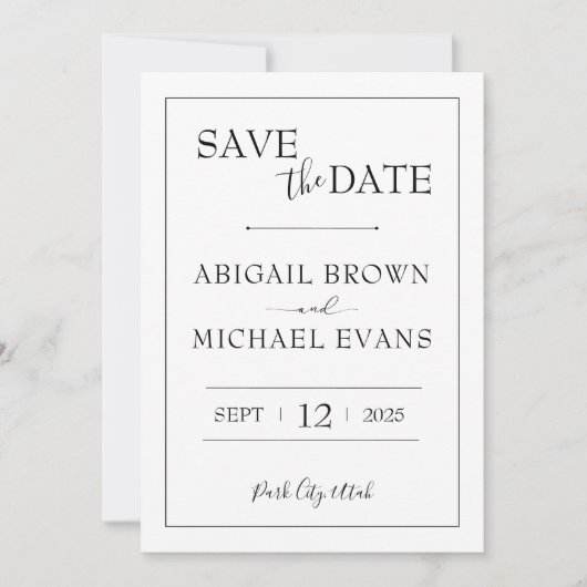 Minimalistisch huwelijk sparen de Datum Save The Date (Voorkant)