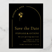 Minimalistisch huwelijk tussen zwarte en gouden pl folie uitnodiging briefkaart (Voorkant)