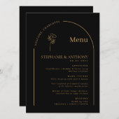 Minimalistisch huwelijk tussen zwarte en gouden pl menu (Voorkant / Achterkant)