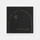Minimalistisch huwelijk tussen zwarte en gouden pl servet (Voorkant)