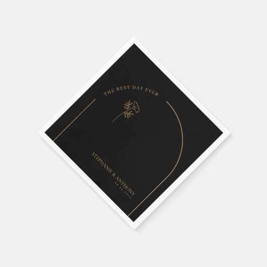 Minimalistisch huwelijk tussen zwarte en gouden pl servet (Hoek)