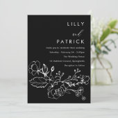 Minimalistisch huwelijk tussen zwarte en witte lin kaart (Staand voorkant)