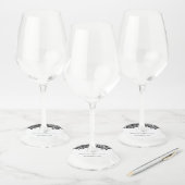 Minimalistisch huwelijk tussen zwarte en witte roz wijnglaslabel (Set)