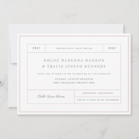 Minimalistisch huwelijk uitnodiging voor huwelijk (Voorkant)