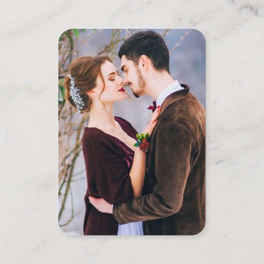 Minimalistisch huwelijk Website Foto QR Burgundy Informatiekaartje (Achterkant)