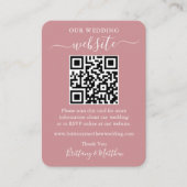 Minimalistisch huwelijk Website Foto QR Dusty Roos Informatiekaartje (Voorkant)