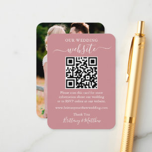 Minimalistisch huwelijk Website Foto QR Dusty Roos Informatiekaartje