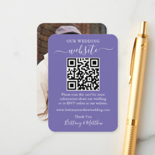 Minimalistisch huwelijk Website Foto QR Periwinkle Informatiekaartje