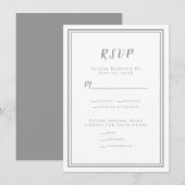 Minimalistisch Huwelijks RSVP Menu Grijs & Wit (Voorkant / Achterkant)