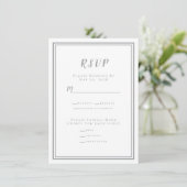 Minimalistisch Huwelijks RSVP Menu Grijs & Wit (Staand voorkant)